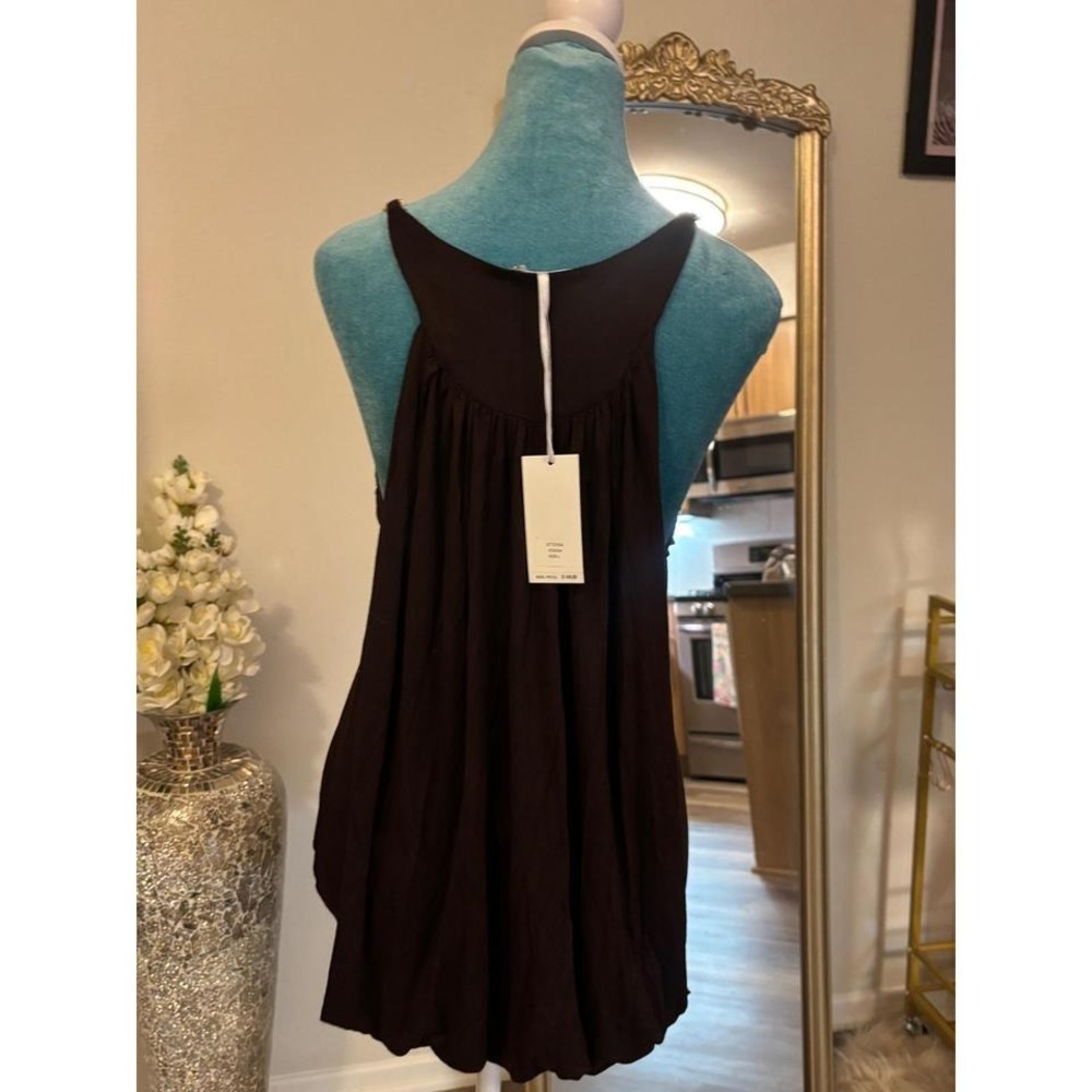 Cocoa Brown Draped Back Camisole Gold Chain Strap Tank Top VT13104 Size L - Picture 4 of 6